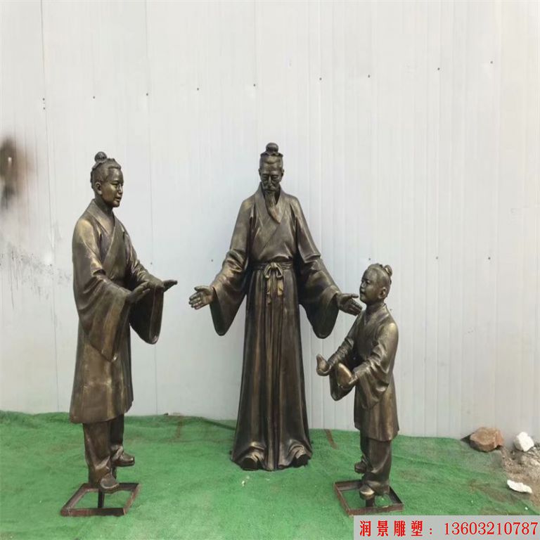 玻璃鋼仿銅孔融讓梨雕塑 玻璃鋼古代人物雕塑